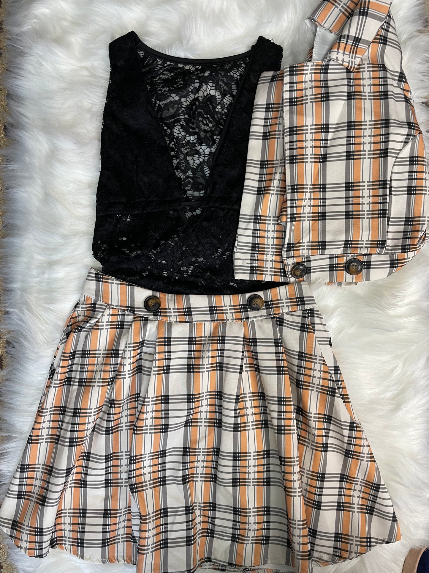 Conjunto de blazer e saia
